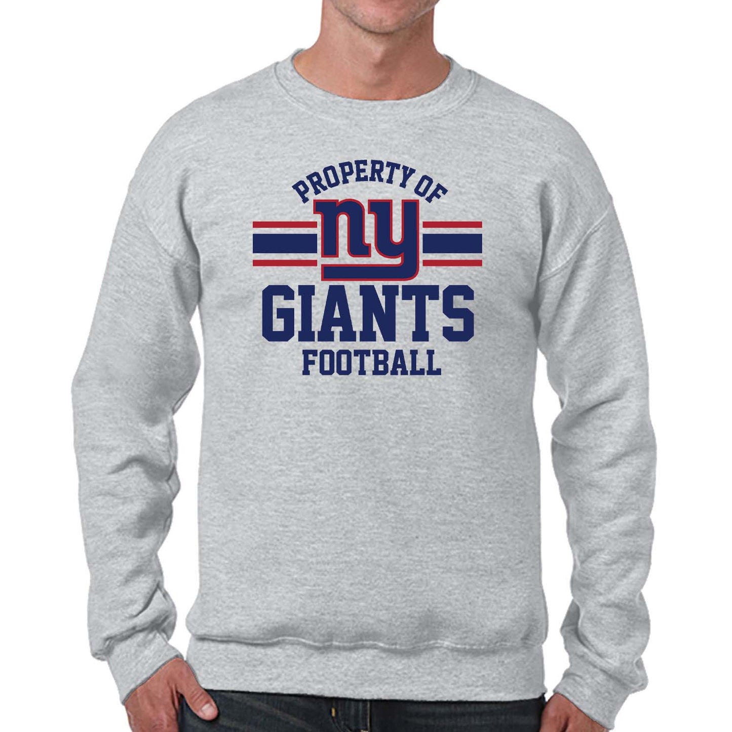 New York Giants NFL Adult Property Of Crewneck Fleece Sweatshirt - Sport Gray