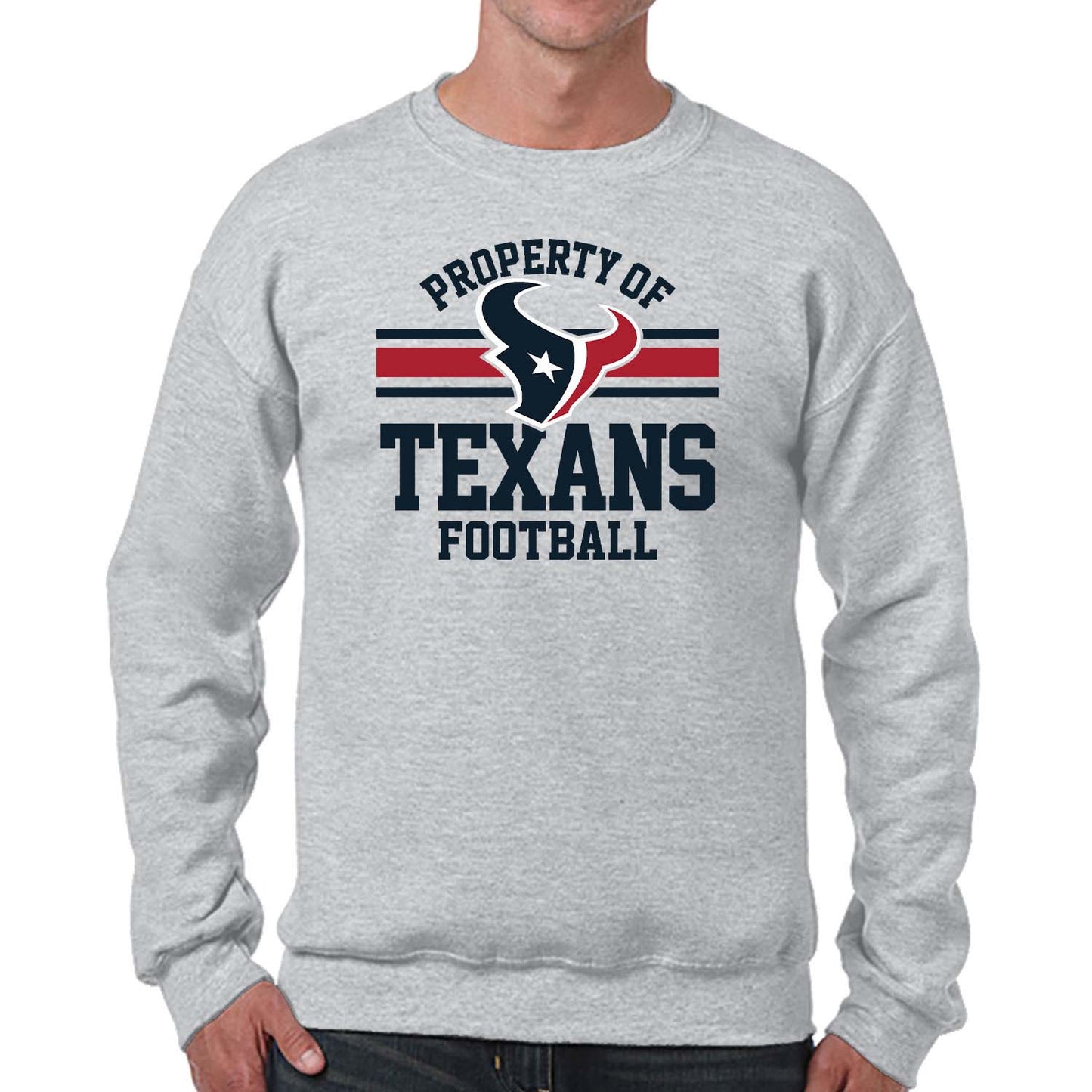 Houston Texans NFL Adult Property Of Crewneck Fleece Sweatshirt - Sport Gray