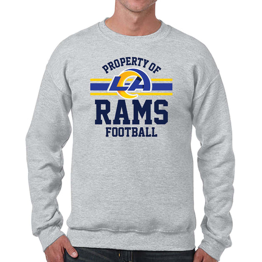 Los Angeles Rams NFL Adult Property Of Crewneck Fleece Sweatshirt - Sport Gray