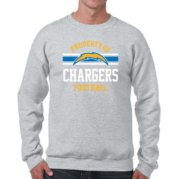Los Angeles Chargers NFL Adult Property Of Crewneck Fleece Sweatshirt - Sport Gray