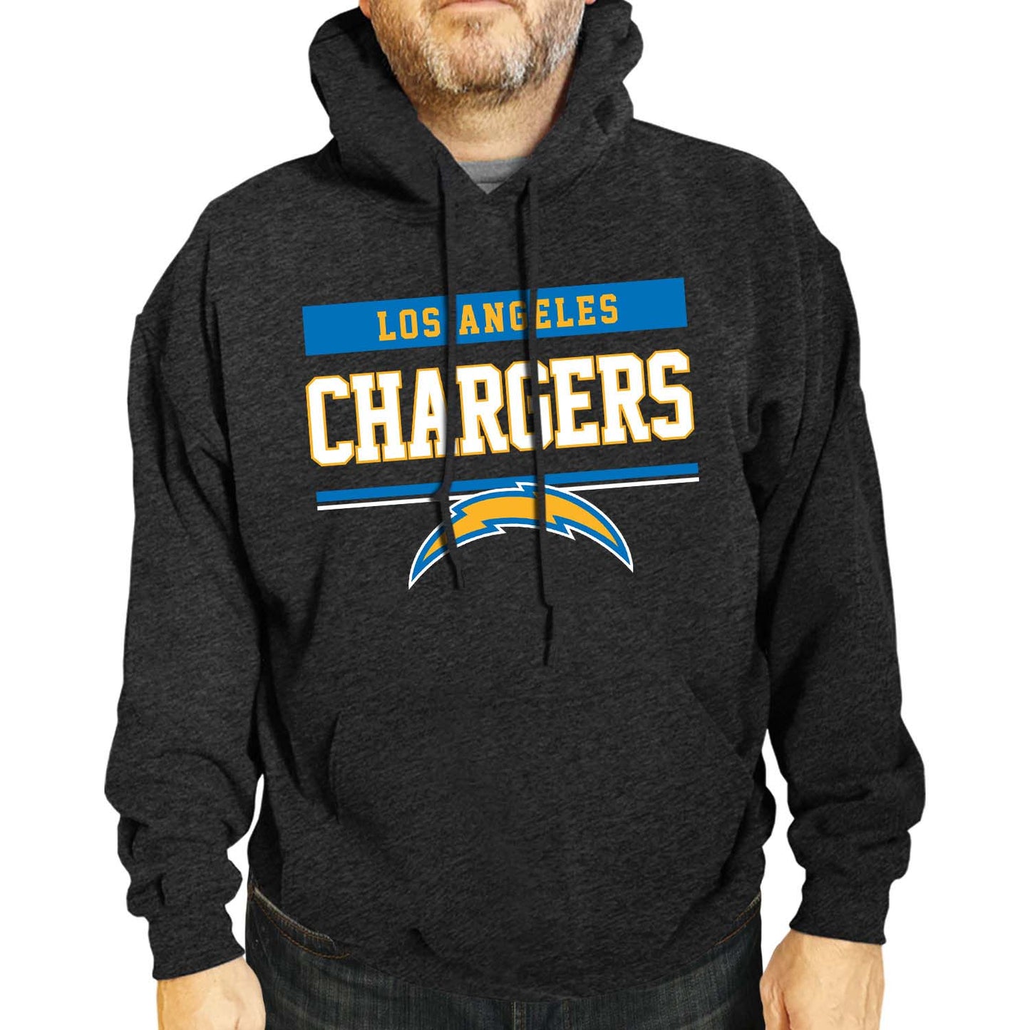 Los Angeles Chargers NFL Adult Gameday Charcoal Hooded Sweatshirt - Charcoal