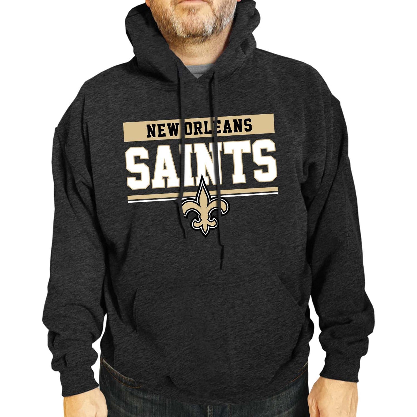 New Orleans Saints NFL Adult Gameday Charcoal Hooded Sweatshirt - Charcoal