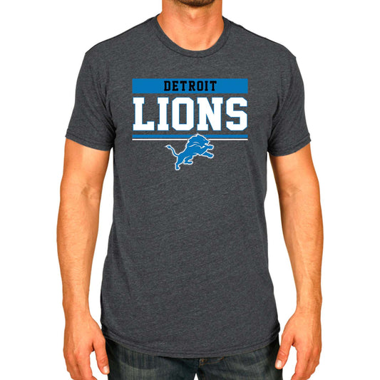 Detroit Lions NFL Adult Team Block Tagless T-Shirt - Charcoal