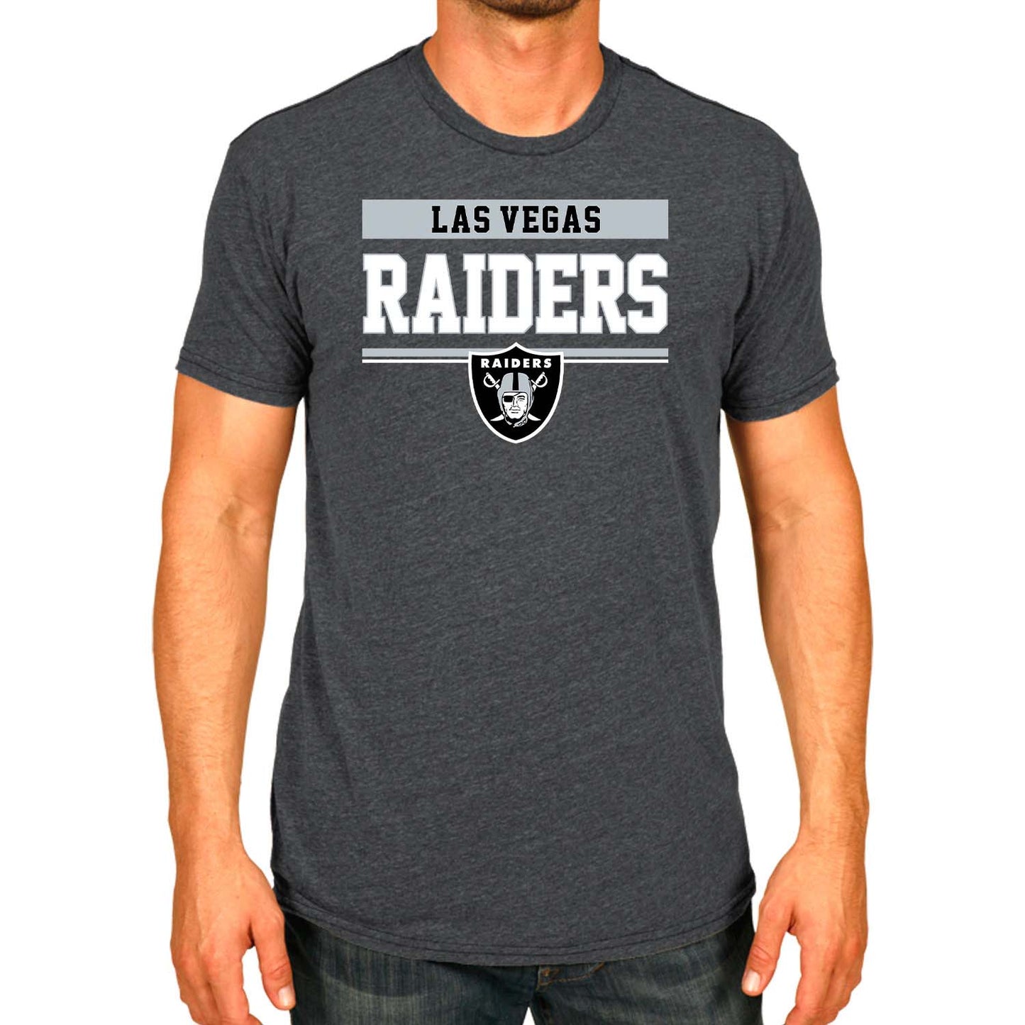 Las Vegas Raiders NFL Adult Team Block Tagless T-Shirt - Charcoal