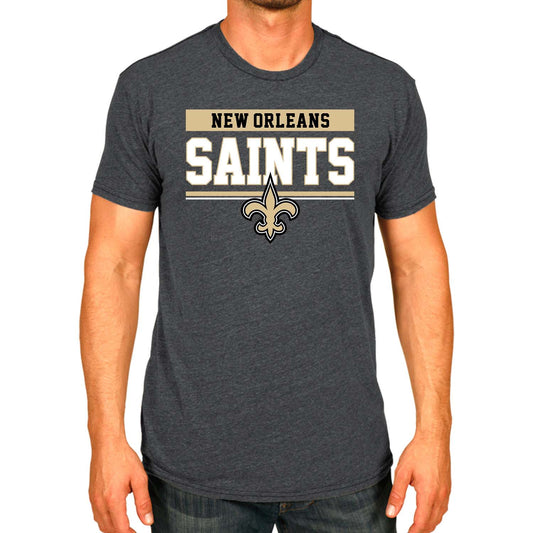 New Orleans Saints NFL Adult Team Block Tagless T-Shirt - Charcoal