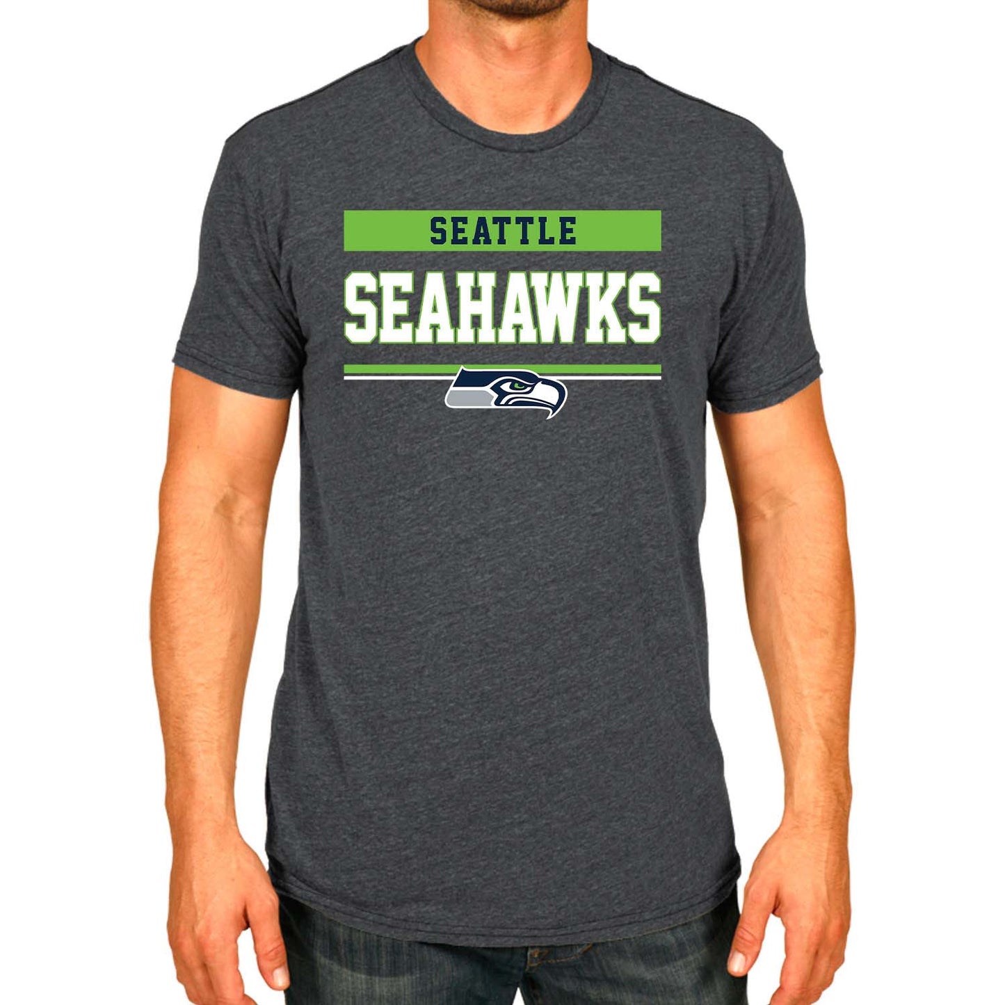 Seattle Seahawks NFL Adult Team Block Tagless T-Shirt - Charcoal
