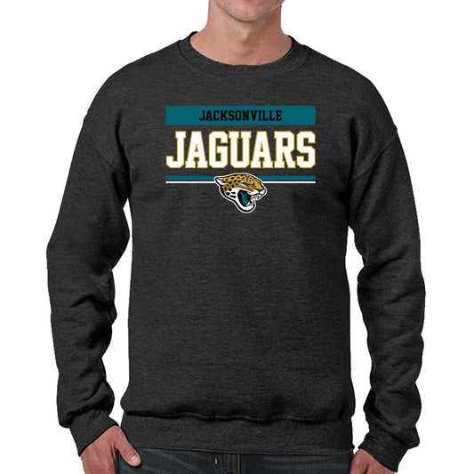 Jacksonville Jaguars NFL Adult Long Sleeve Team Block Charcoal Crewneck Sweatshirt - Charcoal