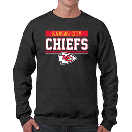 Kansas City Chiefs NFL Adult Long Sleeve Team Block Charcoal Crewneck Sweatshirt - Charcoal
