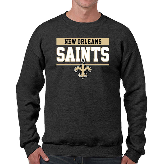 New Orleans Saints NFL Adult Long Sleeve Team Block Charcoal Crewneck Sweatshirt - Charcoal