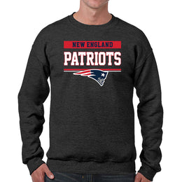 New England Patriots NFL Adult Long Sleeve Team Block Charcoal Crewneck Sweatshirt - Charcoal