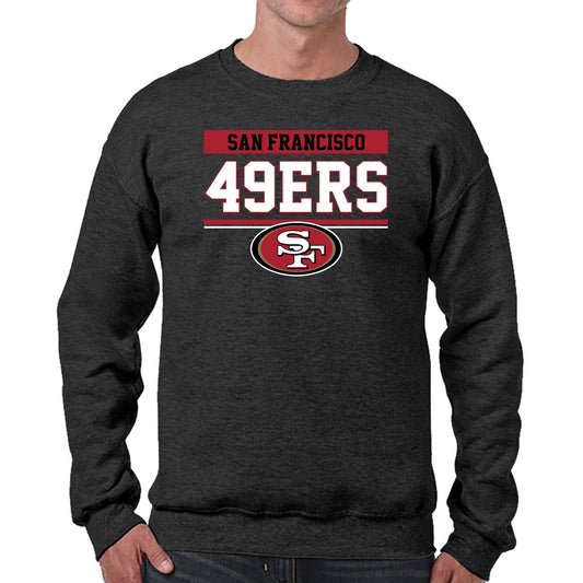 San Francisco 49ers NFL Adult Long Sleeve Team Block Charcoal Crewneck Sweatshirt - Charcoal