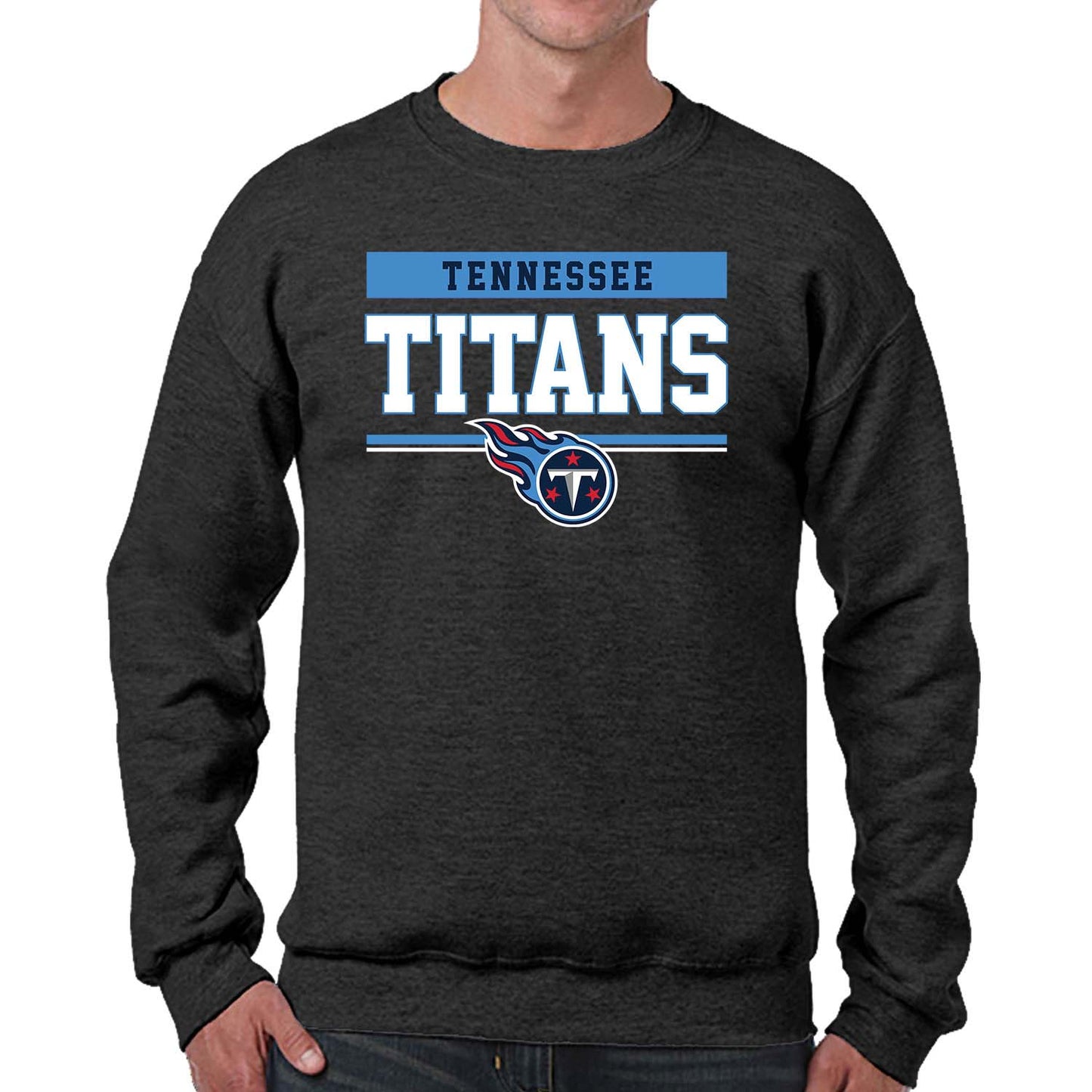 Tennessee Titans NFL Adult Long Sleeve Team Block Charcoal Crewneck Sweatshirt - Charcoal