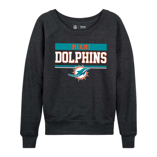 Miami Dolphins NFL Womens Charcoal Crew Neck Football Apparel - Charcoal