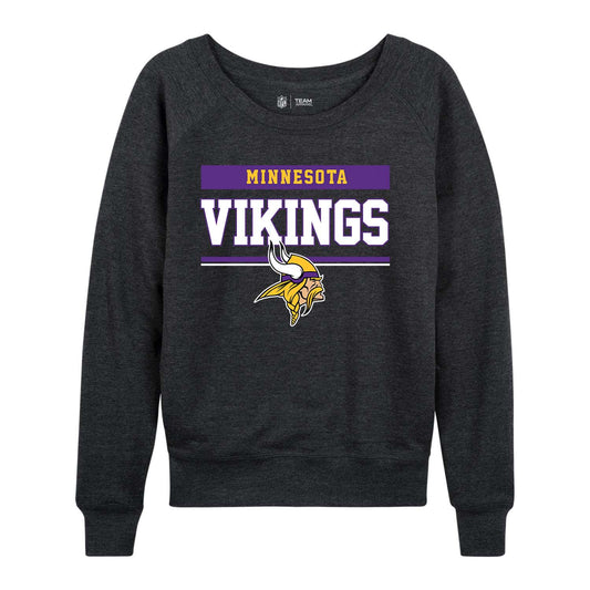 Minnesota Vikings NFL Womens Charcoal Crew Neck Football Apparel - Charcoal