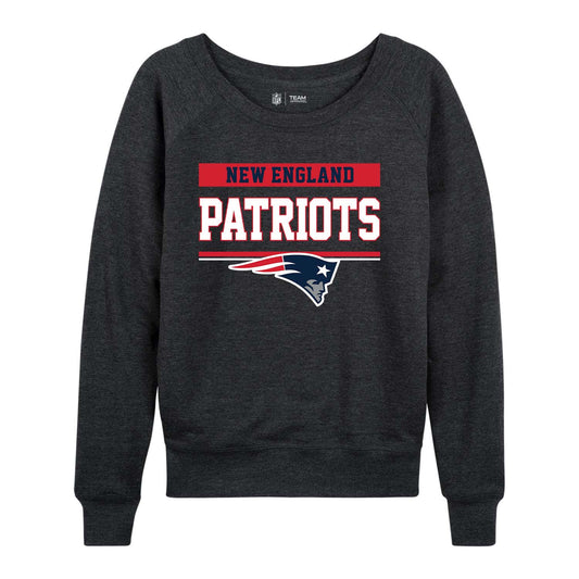 New England Patriots NFL Womens Charcoal Crew Neck Football Apparel - Charcoal