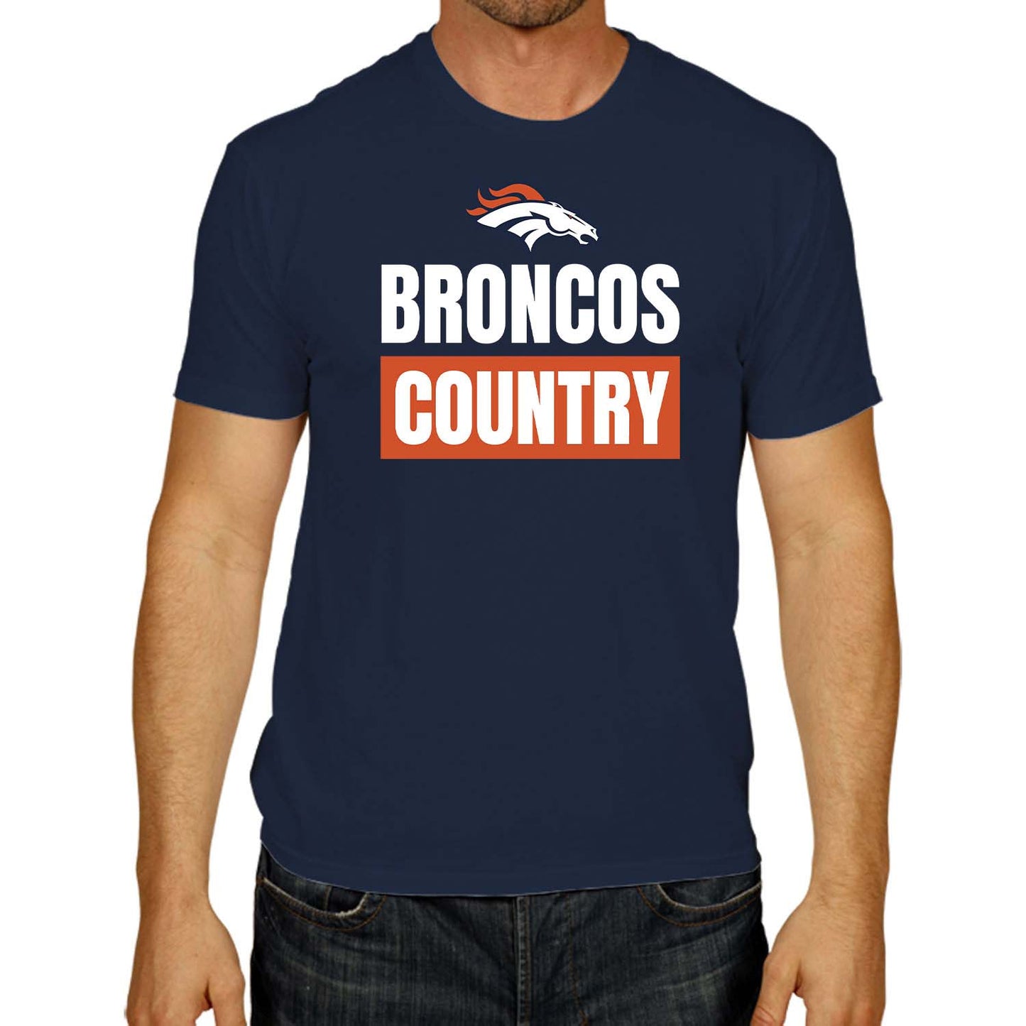 Denver Broncos NFL Adult Team Slogan Unisex T-Shirt - Navy