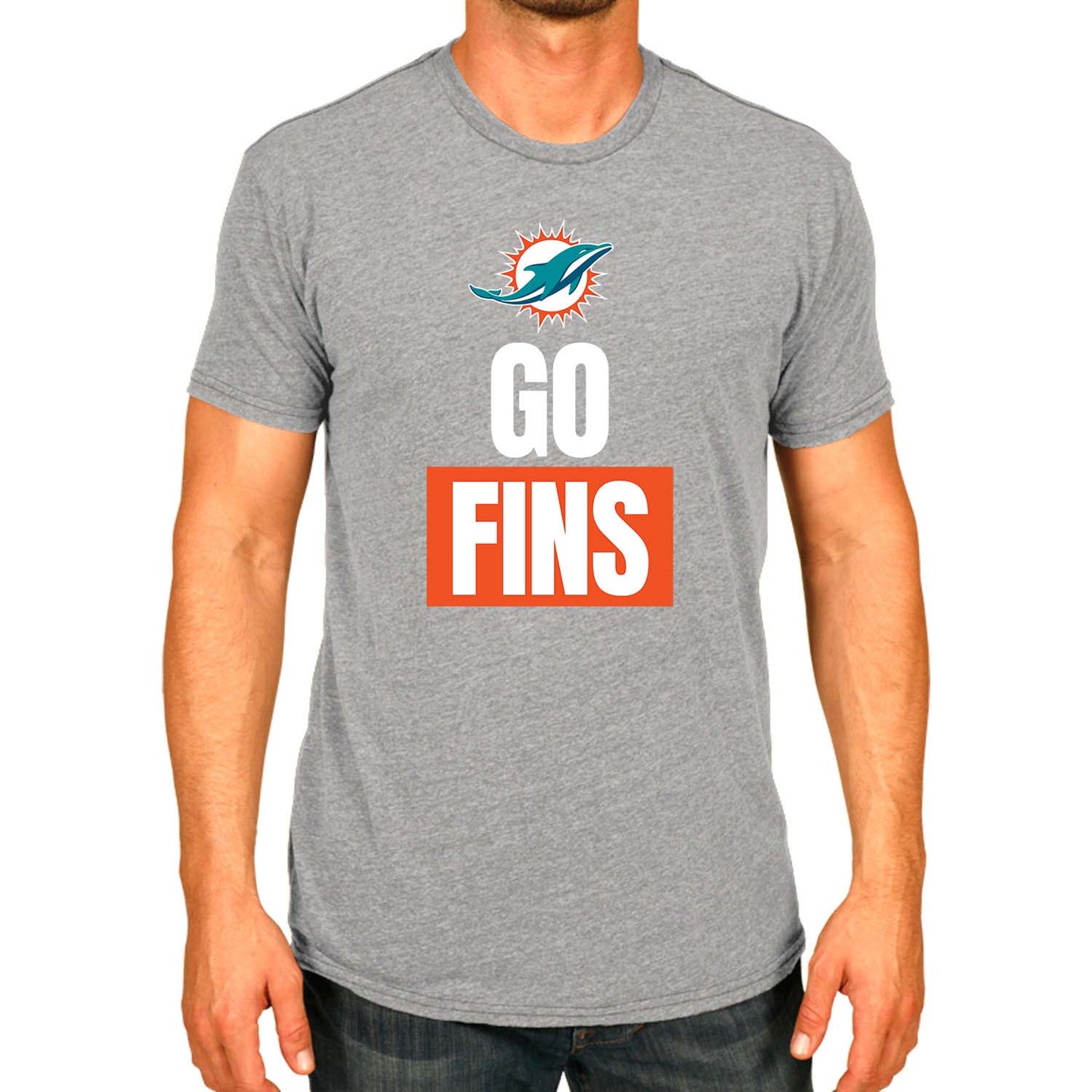 Miami Dolphins NFL Adult Team Slogan Unisex T-Shirt - Sport Gray