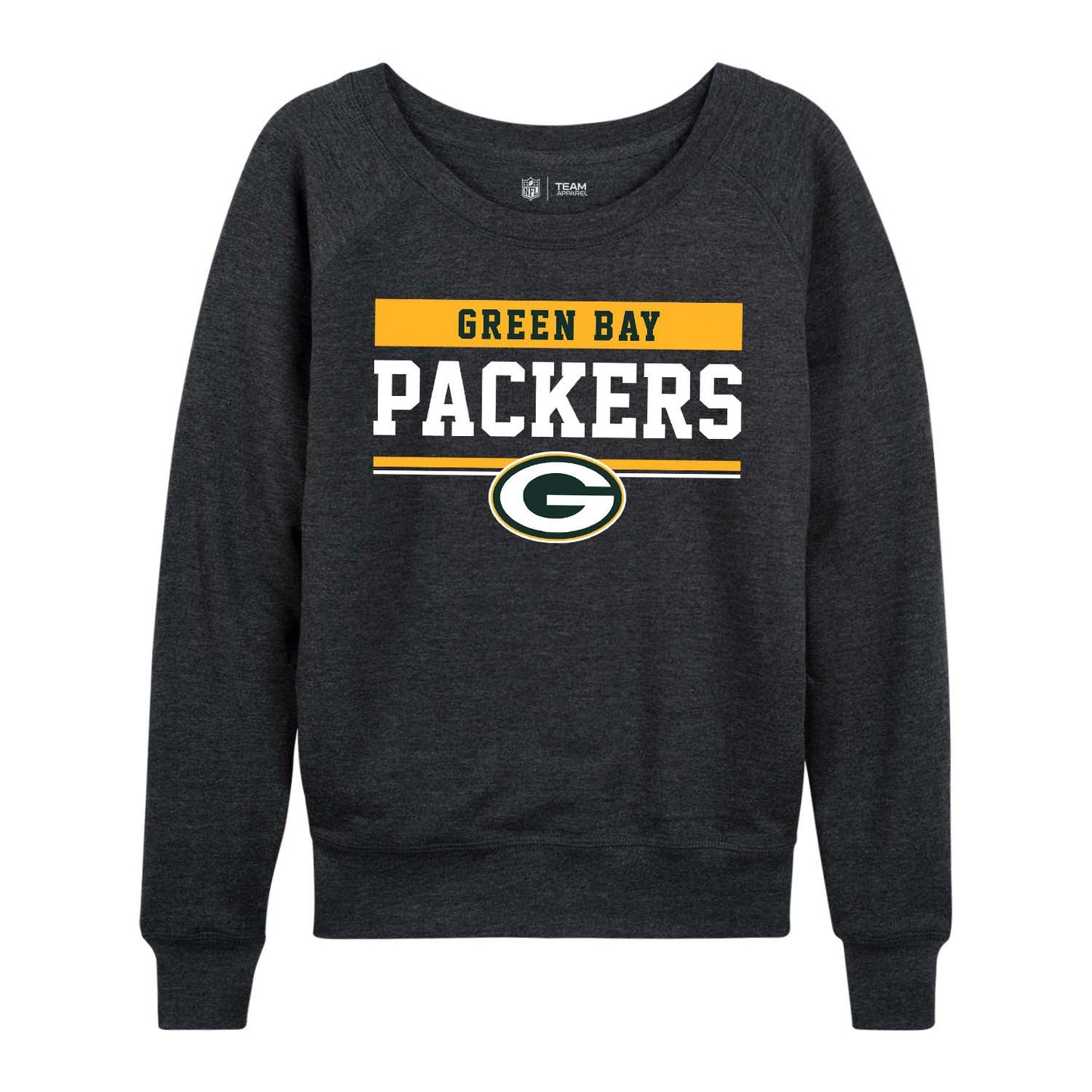 Green Bay Packers NFL Women's Plus Size Team Block Charcoal Crewneck - Charcoal