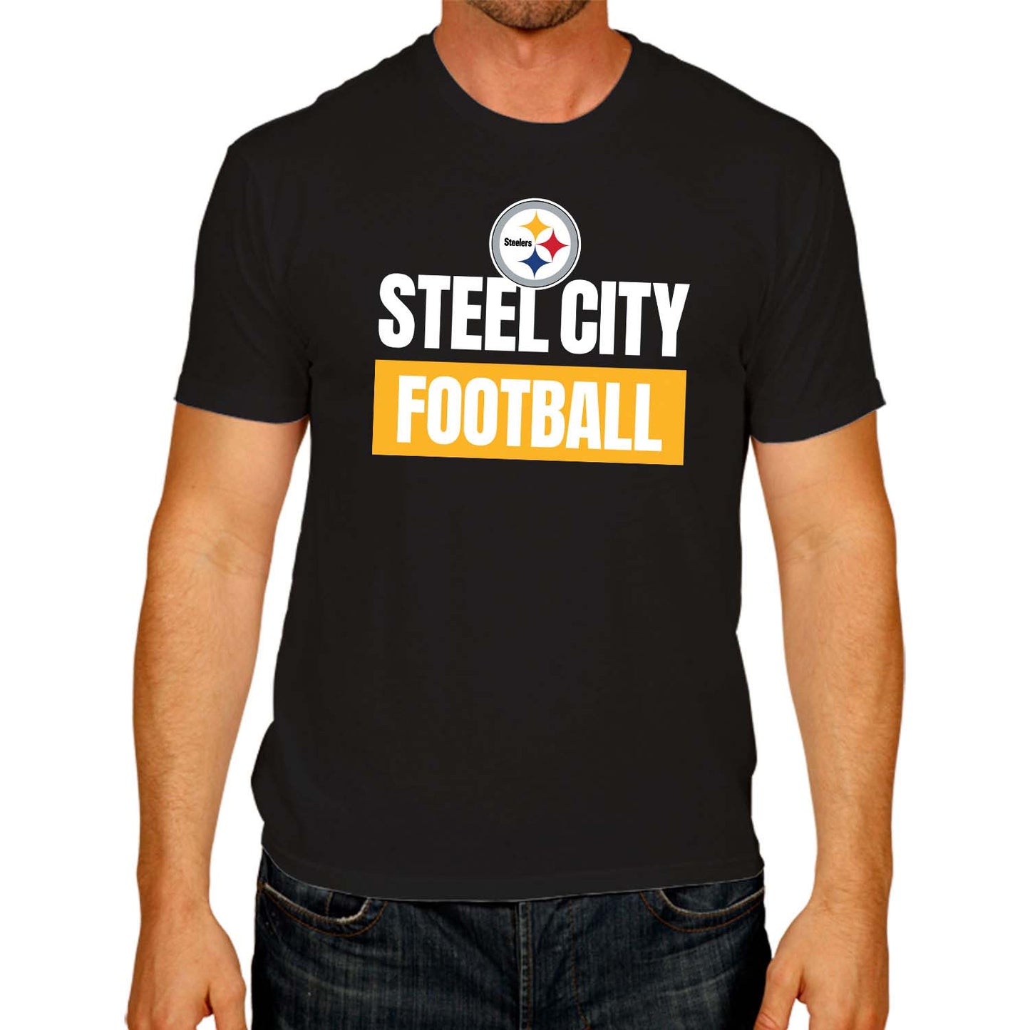 Pittsburgh Steelers NFL Adult Team Slogan Unisex T-Shirt - Black