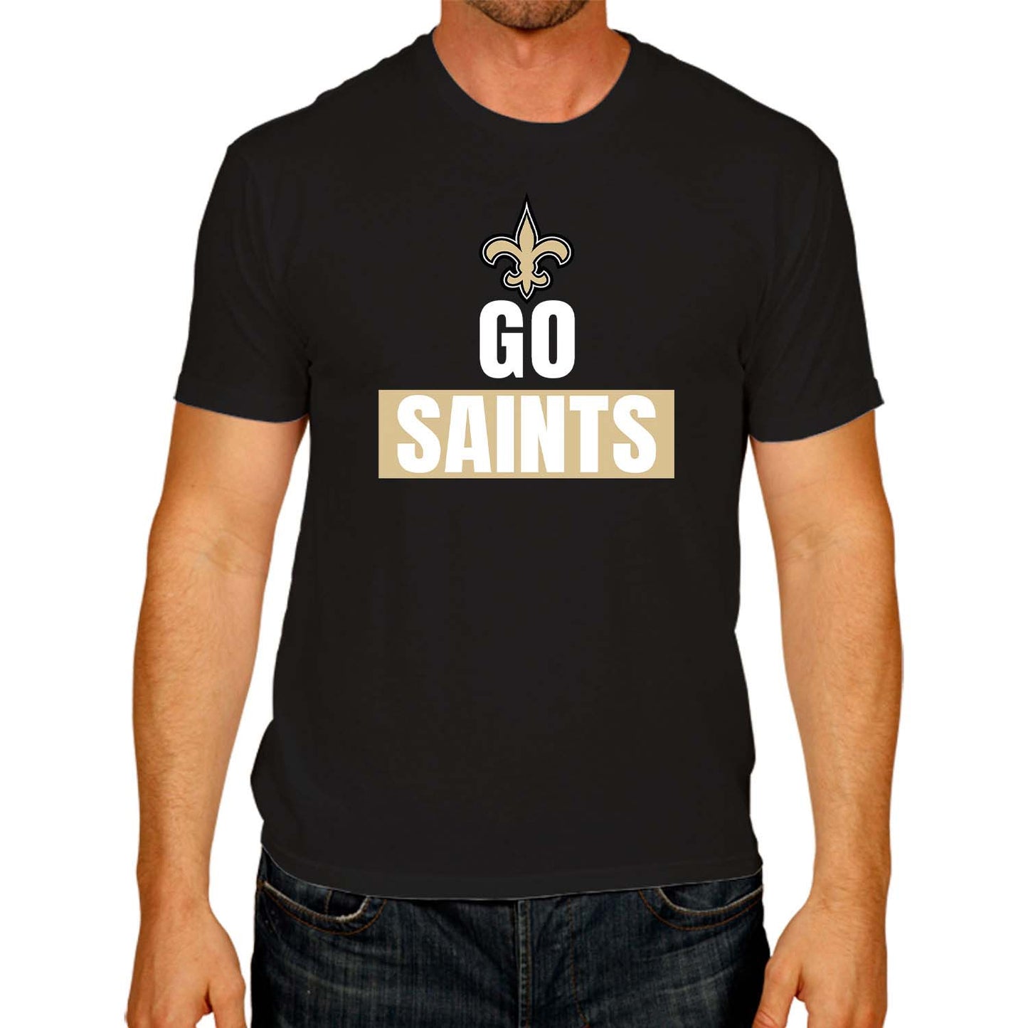 New Orleans Saints NFL Adult Team Slogan Unisex T-Shirt - Black