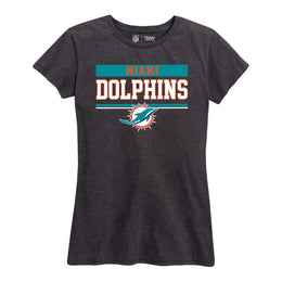 Miami Dolphins NFL Women's Team Block Charcoal Tagless T-Shirt - Charcoal