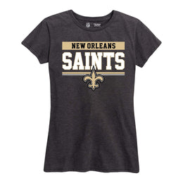 New Orleans Saints NFL Women's Team Block Charcoal Tagless T-Shirt - Charcoal