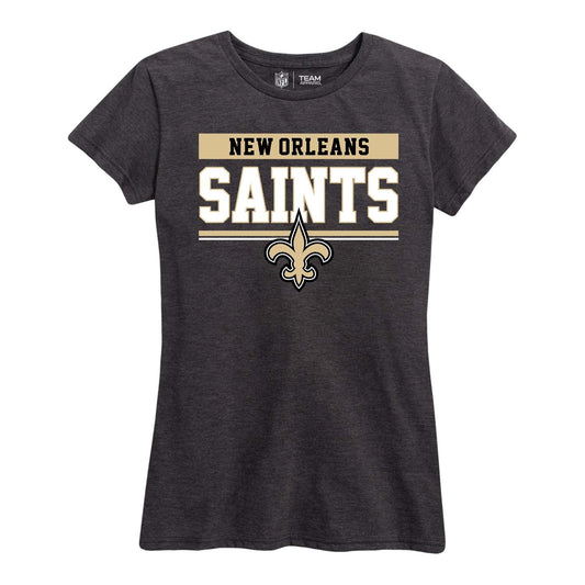 New Orleans Saints NFL Women's Team Block Charcoal Tagless T-Shirt - Charcoal