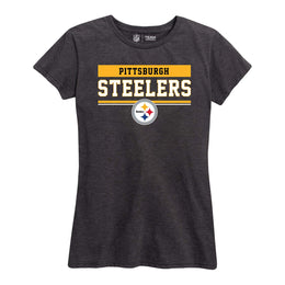 Pittsburgh Steelers NFL Women's Team Block Charcoal Tagless T-Shirt - Charcoal