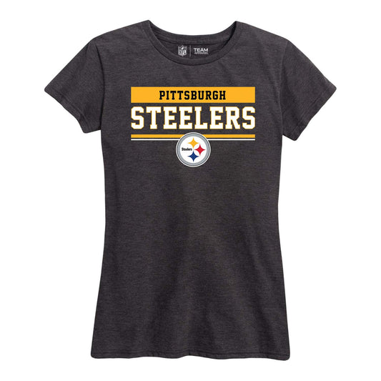 Pittsburgh Steelers NFL Women's Team Block Charcoal Tagless T-Shirt - Charcoal
