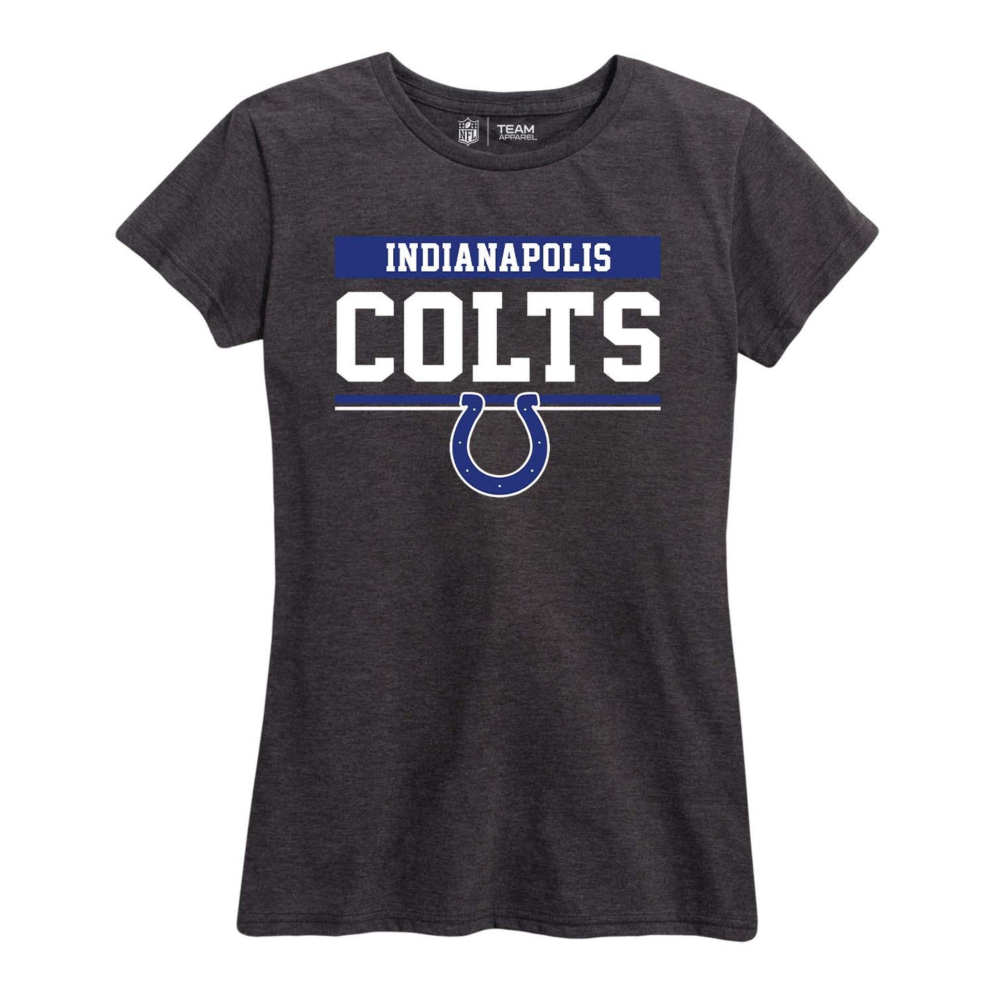Indianapolis Colts NFL Women's Team Block Plus Sized Relaxed Fit T-Shirt - Charcoal