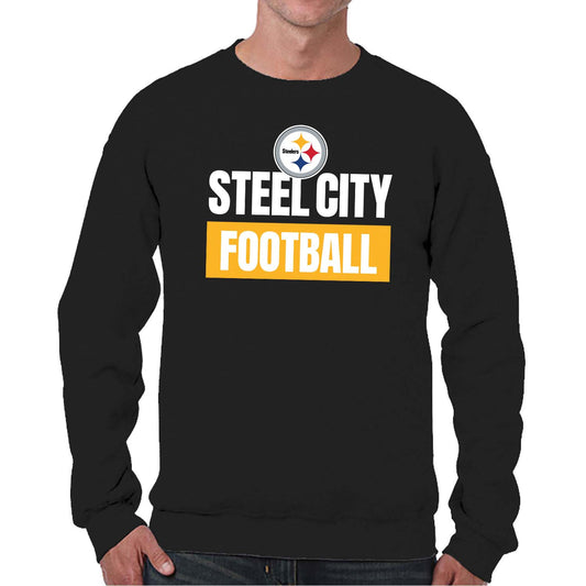 Pittsburgh Steelers NFL Adult Slogan Crewneck Sweatshirt - Black