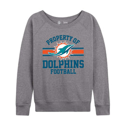 Miami Dolphins NFL Womens Property of Lighweight Crew Neck - Sport Gray