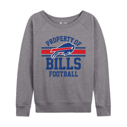 Buffalo Bills NFL Womens Property of Lighweight Crew Neck - Sport Gray
