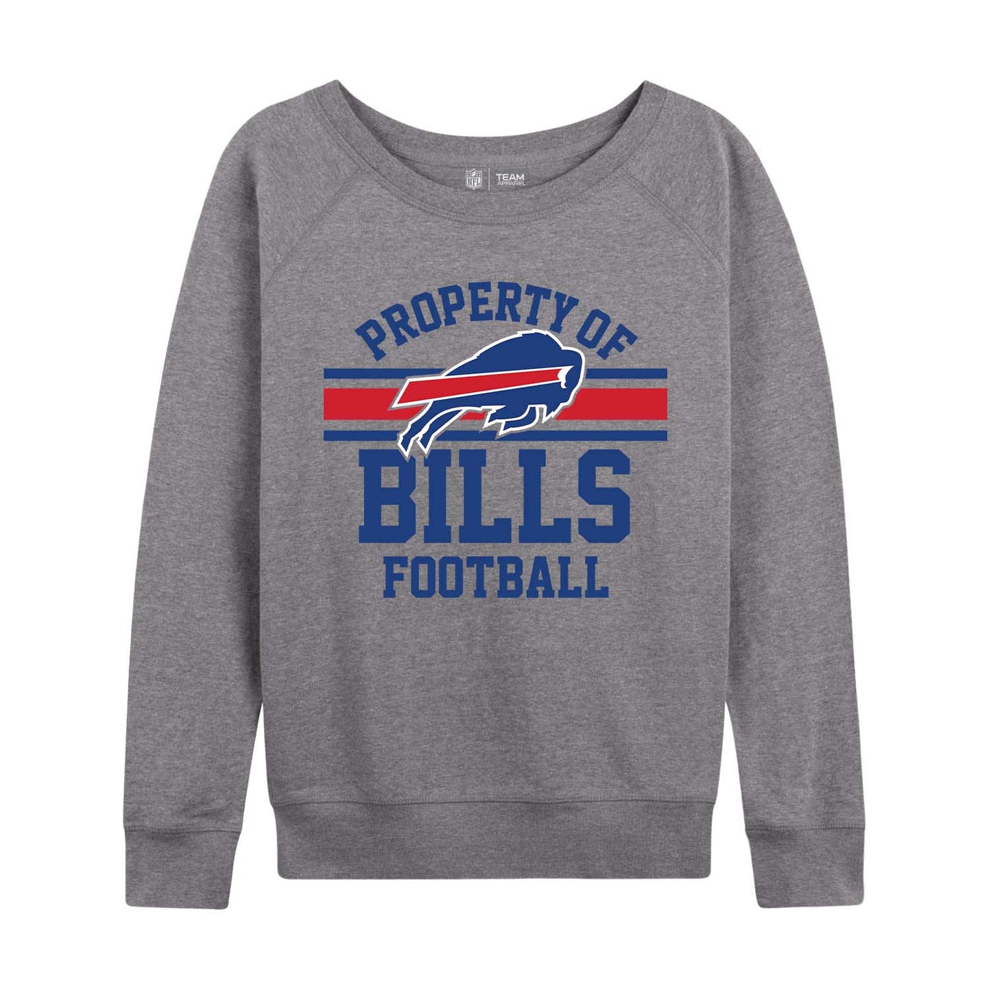 Buffalo Bills NFL Womens Property of Lighweight Crew Neck - Sport Gray