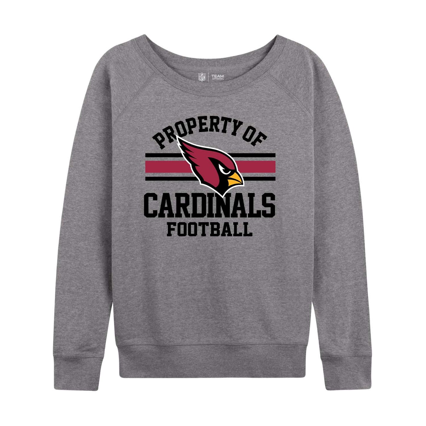 Arizona Cardinals NFL Womens Plus Size Property of Lightweight Crew Neck - Sport Gray
