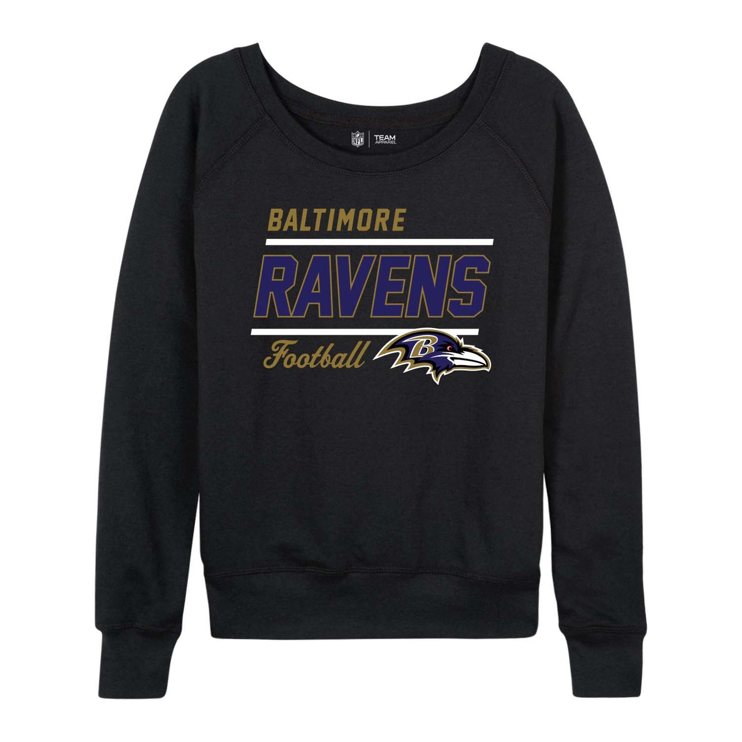 Baltimore Ravens NFL Womens Crew Neck Light Weight - Black
