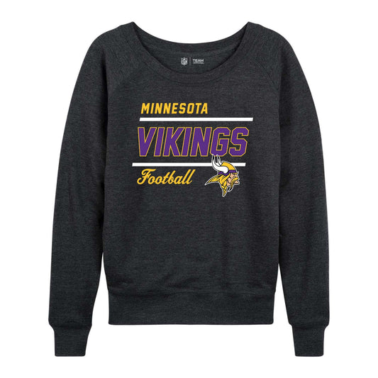 Minnesota Vikings NFL Womens Crew Neck Light Weight - Charcoal