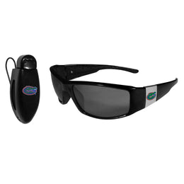 Florida Gators NCAA Black Chrome Sunglasses with Visor Clip Bundle - Black