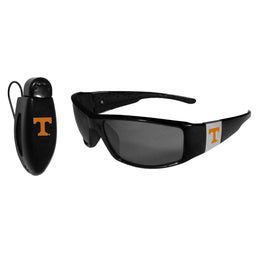 Tennessee Volunteers NCAA Black Chrome Sunglasses with Visor Clip Bundle - Black