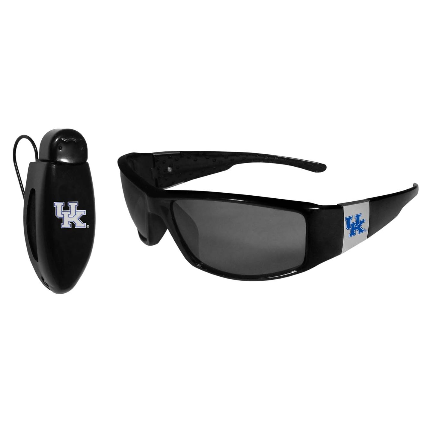 Kentucky Wildcats NCAA Black Chrome Sunglasses with Visor Clip Bundle - Black
