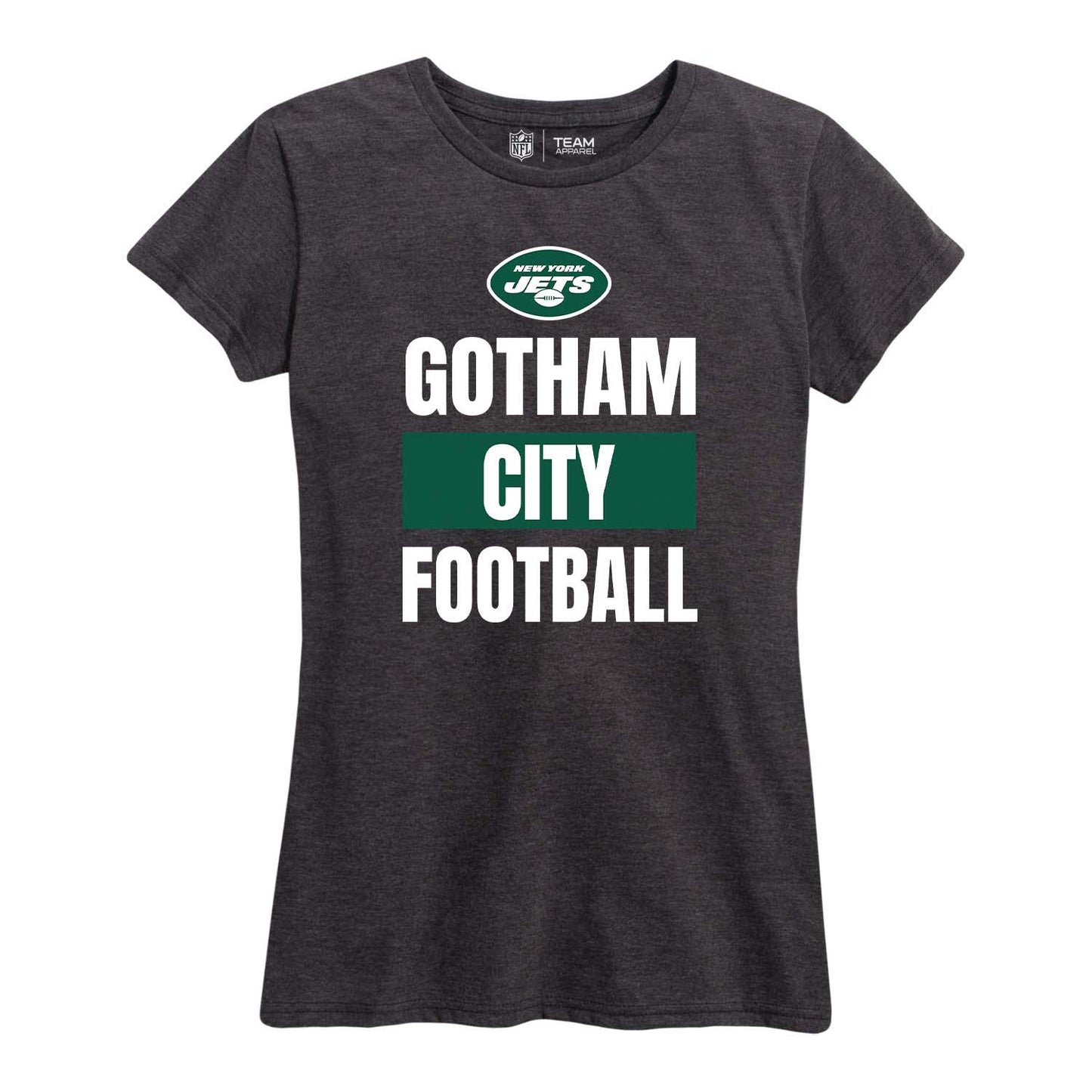 New York Jets NFL Womens Team Slogan Short Sleeve Tshirt - Charcoal