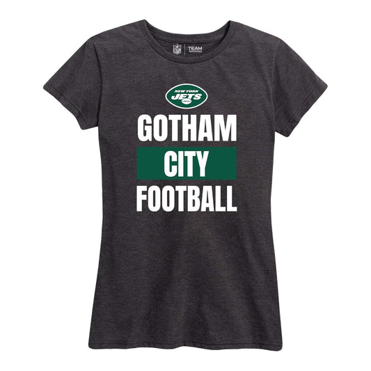 New York Jets NFL Womens Team Slogan Short Sleeve Tshirt - Charcoal