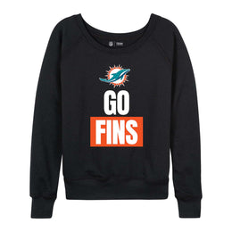 Miami Dolphins NFL Womens Team Slogan Crew Neck - Black