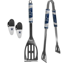 Dallas Cowboys NFL Two Piece Grilling Tools Set with 2 Magnet Chip Clips - Chrome