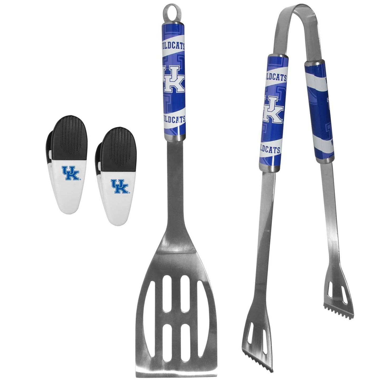 Kentucky Wildcats Collegiate University Two Piece Grilling Tools Set with 2 Magnet Chip Clips - Chrome