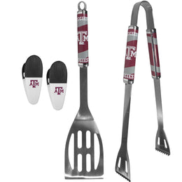 Texas A&M Aggies Collegiate University Two Piece Grilling Tools Set with 2 Magnet Chip Clips - Chrome