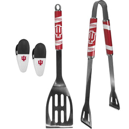Indiana Hoosiers Collegiate University Two Piece Grilling Tools Set with 2 Magnet Chip Clips - Chrome