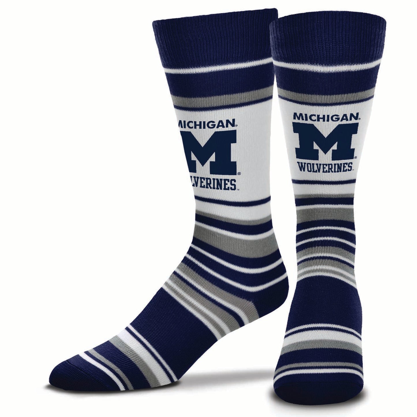 Michigan Wolverines Collegiate University Striped Dress Socks - Navy