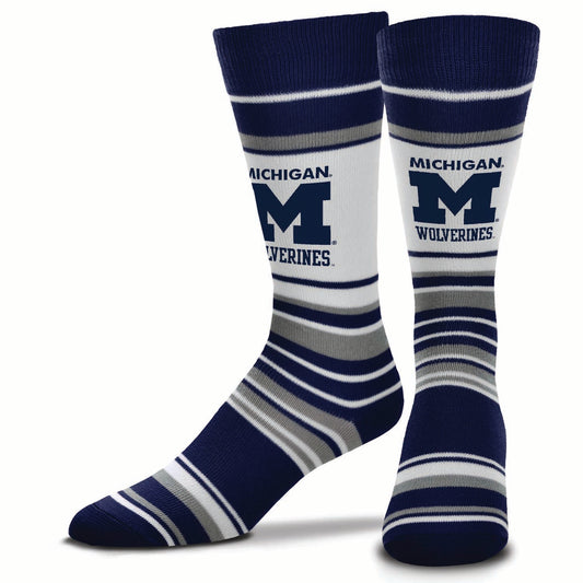 Michigan Wolverines Collegiate University Striped Dress Socks - Navy