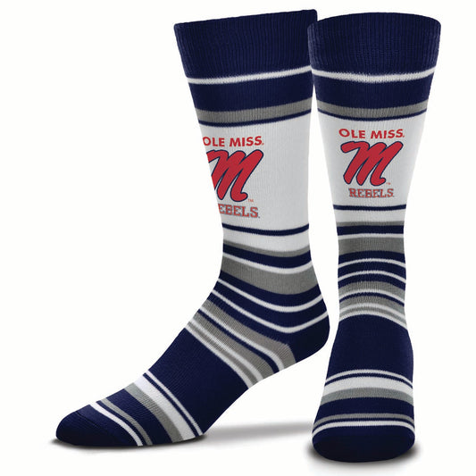 Ole Miss Rebels Collegiate University Striped Dress Socks - Navy